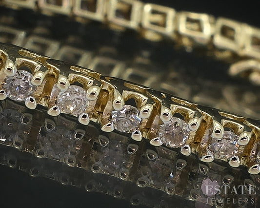 14k Yellow Gold Natural 1.35ctw Diamond Tennis Bracelet 9.1g 7.25"L i19105