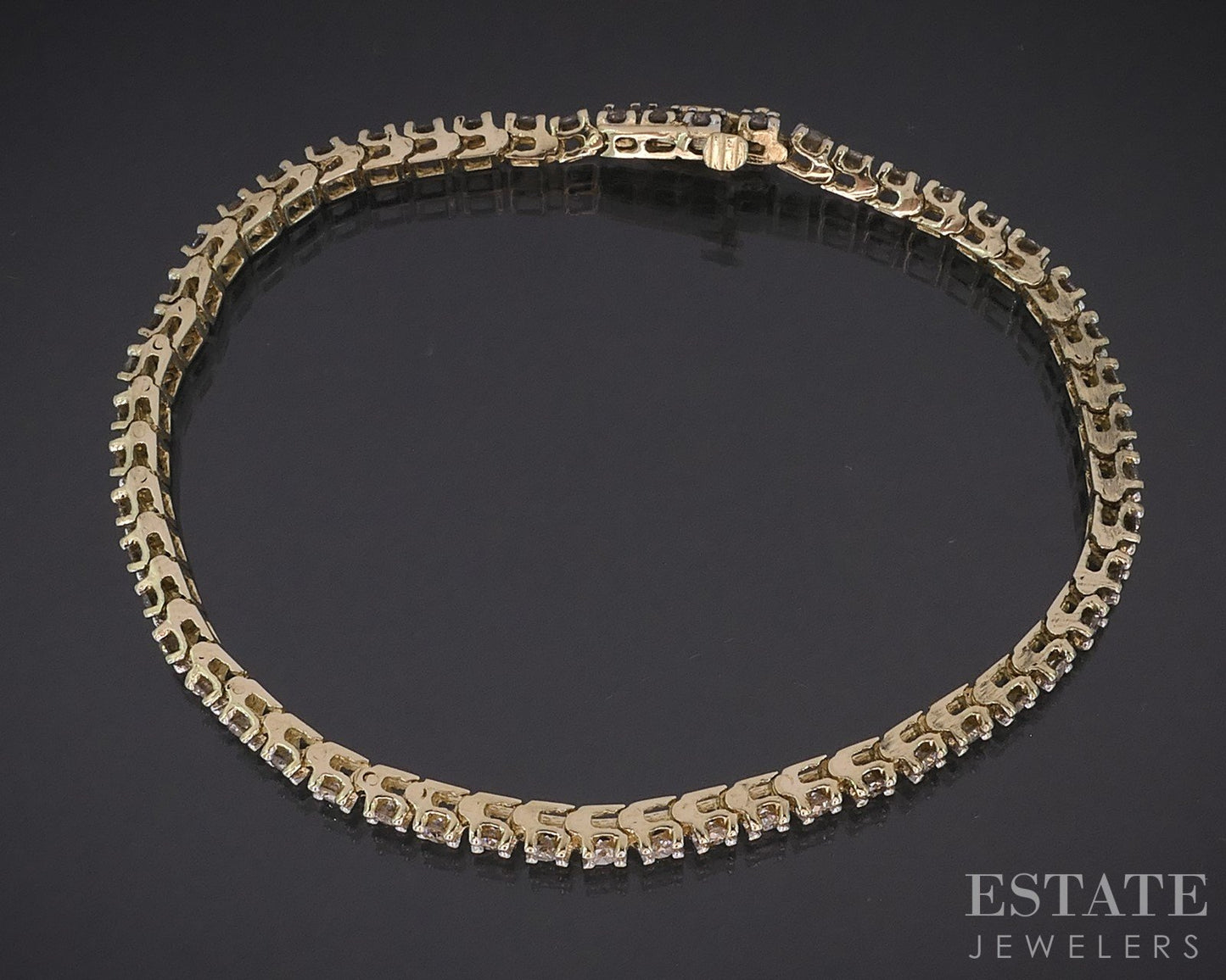 14k Yellow Gold Natural 1.35ctw Diamond Tennis Bracelet 9.1g 7.25"L i19105