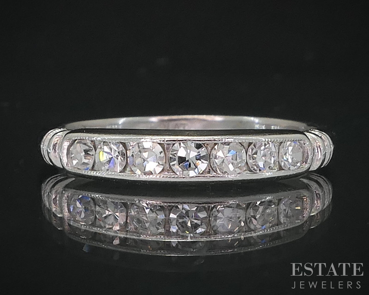Antique Platinum Single Cut Natural .18ctw Diamond Ladies Wedding Band 2g i19118