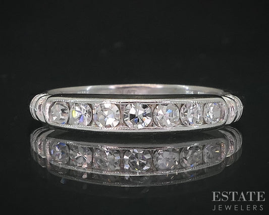 Antique Platinum Single Cut Natural .18ctw Diamond Ladies Wedding Band 2g i19118