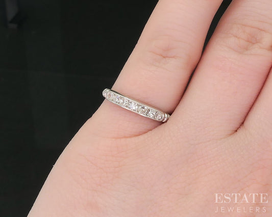 Antique Platinum Single Cut Natural .18ctw Diamond Ladies Wedding Band 2g i19118