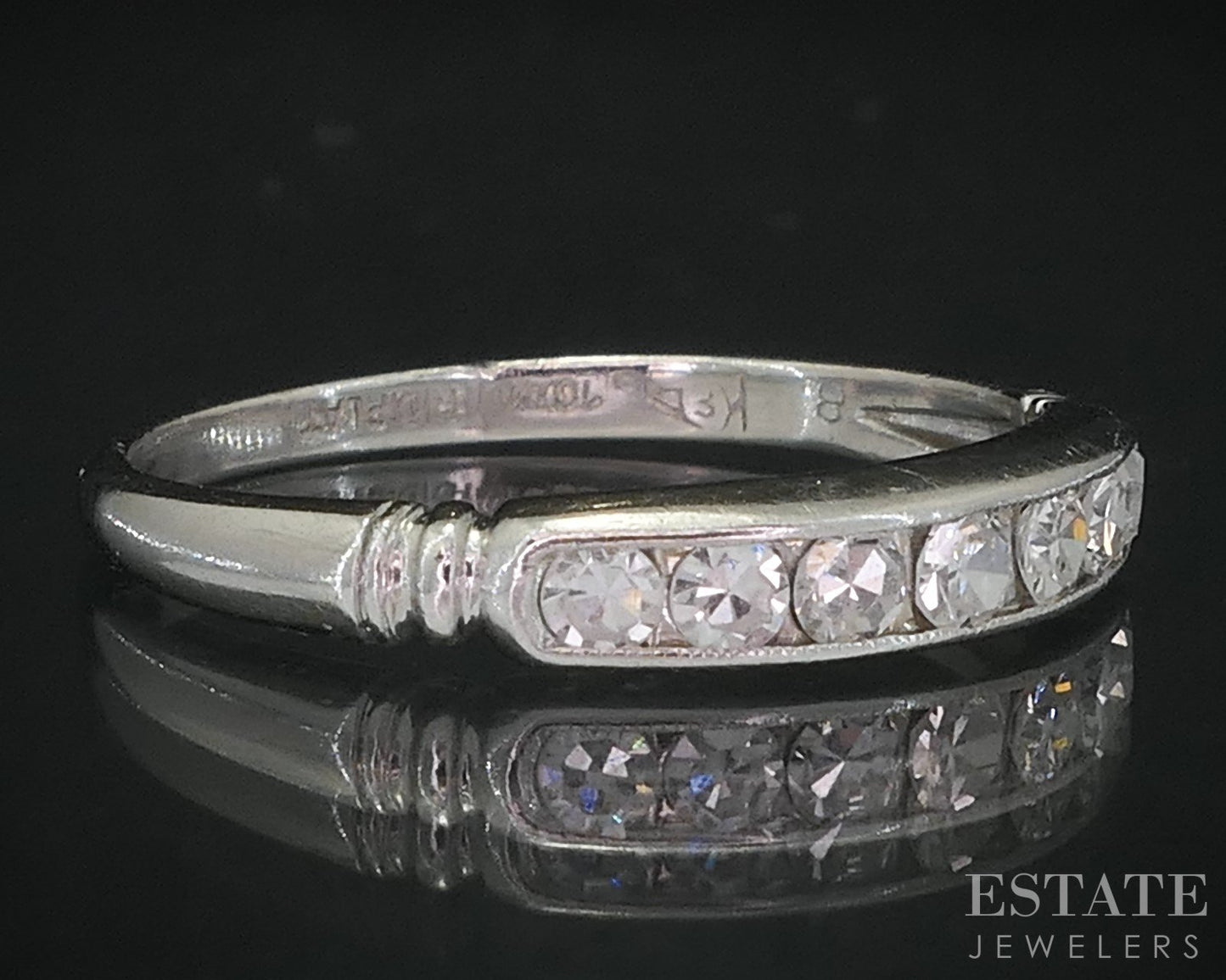 Antique Platinum Single Cut Natural .18ctw Diamond Ladies Wedding Band 2g i19118