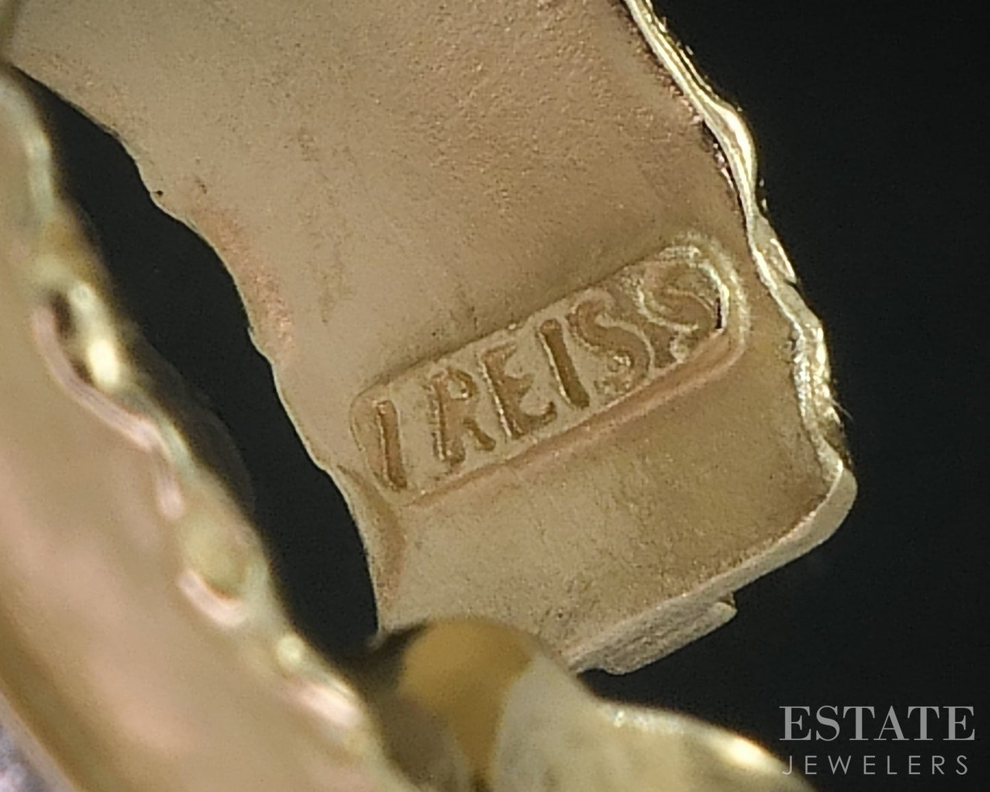 14k Yellow Gold I. Reiss Natural Diamond Hammered Hoop Earrings 5.6g i19108