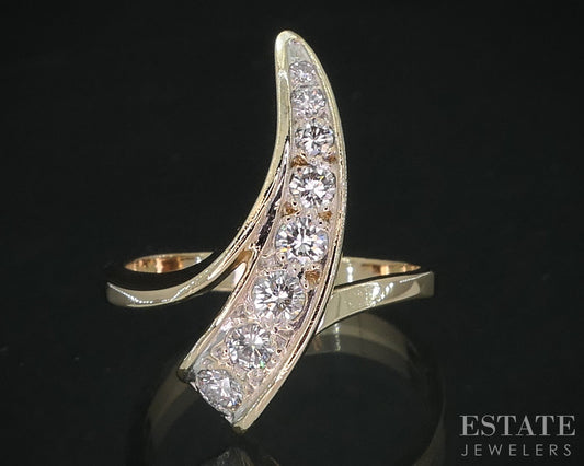 14k Yellow Gold Natural .50ctw Diamond Freeform Ladies Band Ring 5.2g i19128