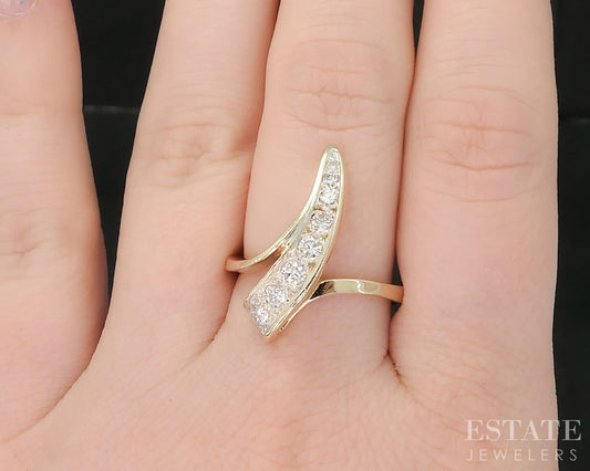 14k Yellow Gold Natural .50ctw Diamond Freeform Ladies Band Ring 5.2g i19128
