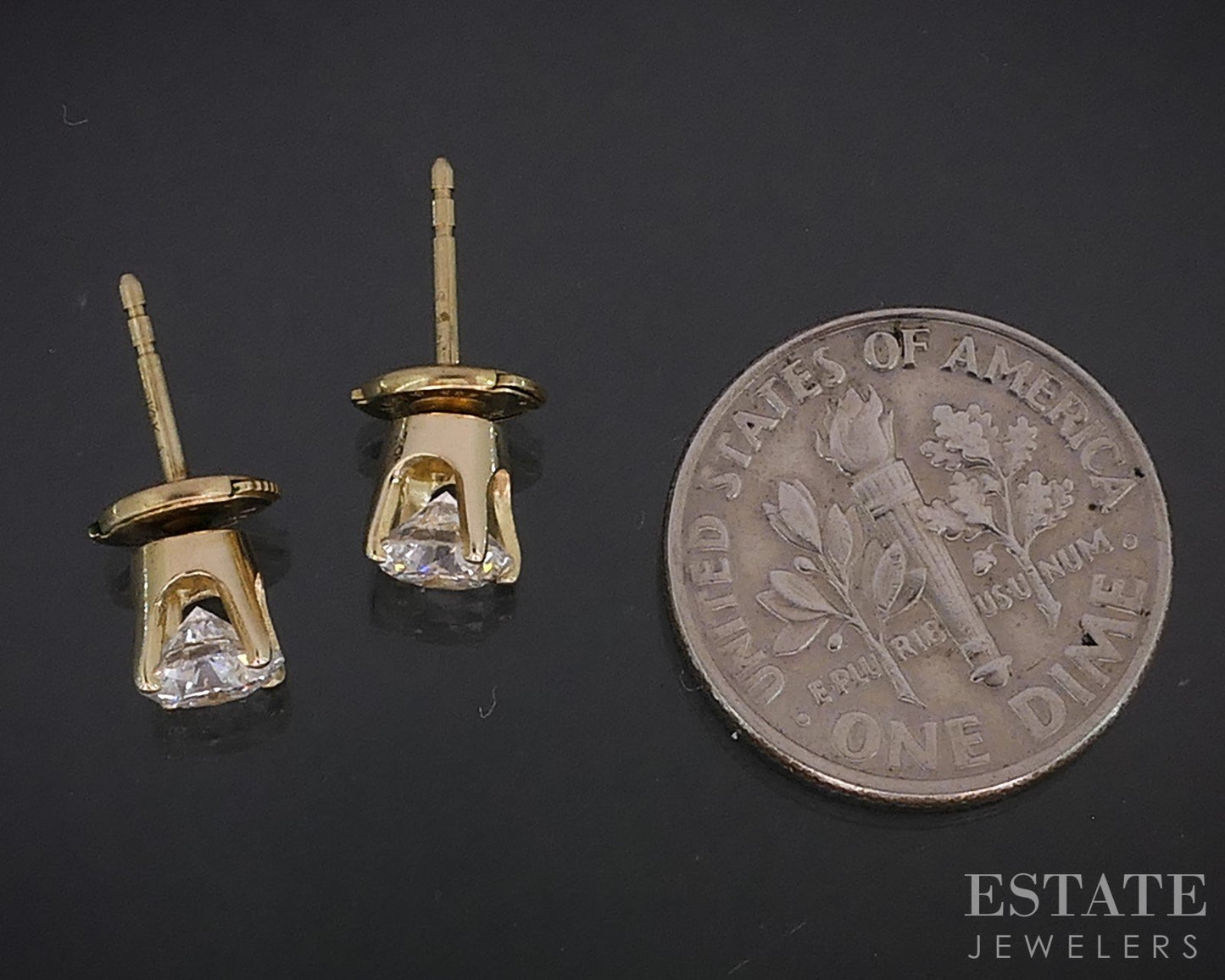 14k Yellow Gold Round Natural .87ctw Diamond Stud Earrings i19113