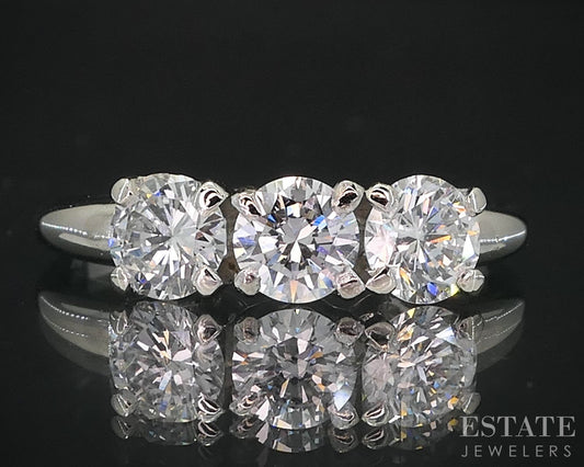 14k White Gold Round Natural .93ctw Diamond Engagement Ring 3.1g i19122