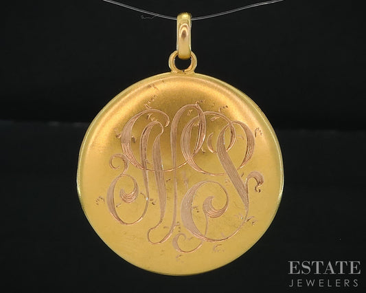 Antique Victorian 18k Yellow Gold Natural Diamond Circle Locket 6.5g i19123