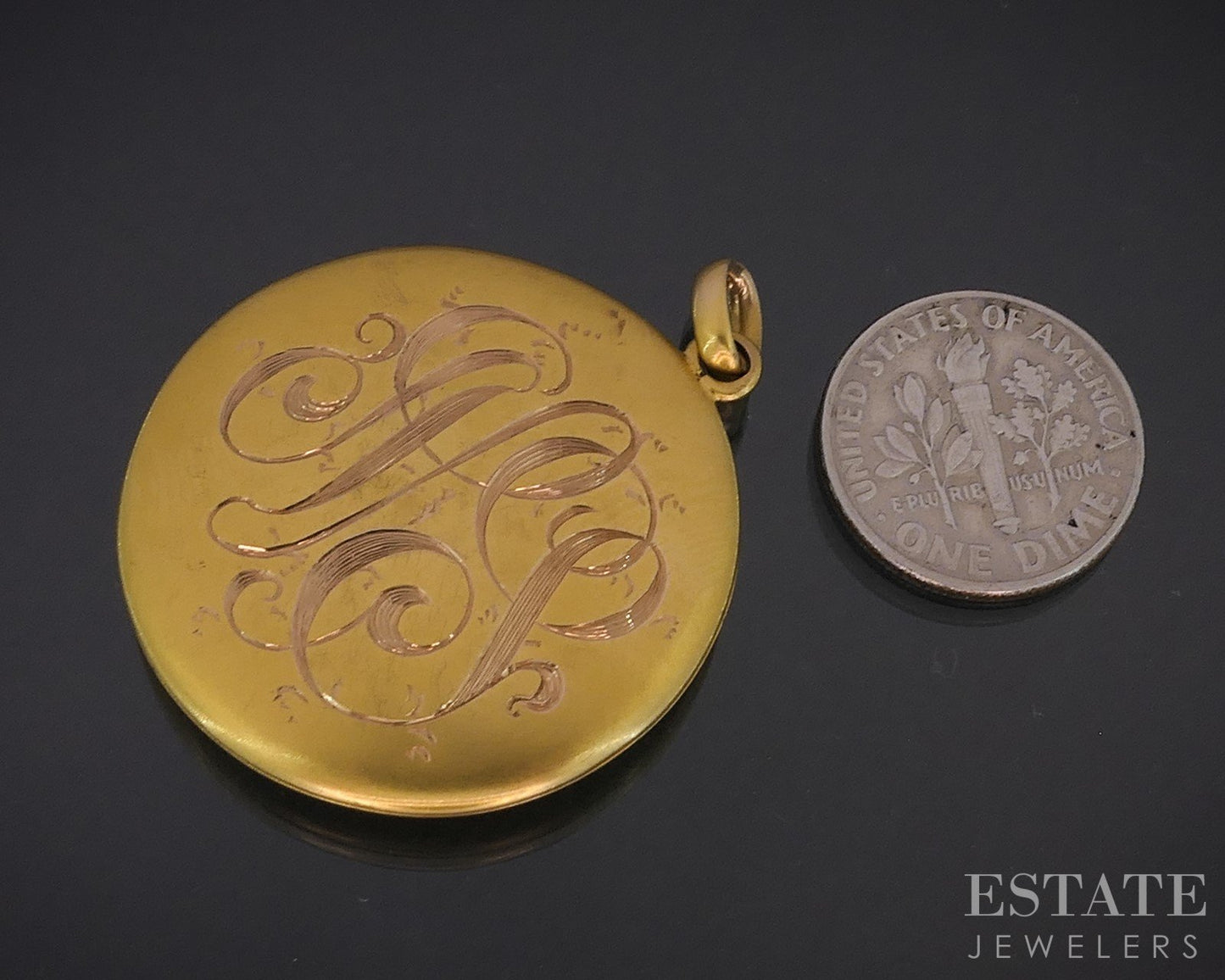 Antique Victorian 18k Yellow Gold Natural Diamond Circle Locket 6.5g i19123