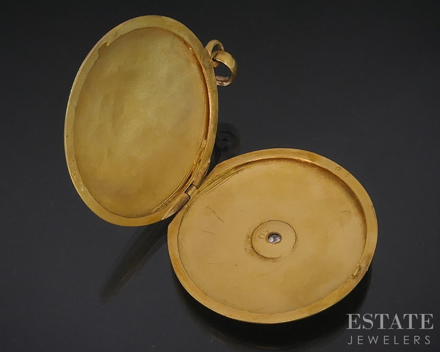 Antique Victorian 18k Yellow Gold Natural Diamond Circle Locket 6.5g i19123