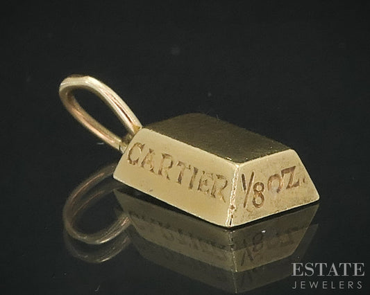 Vintage 18k Yellow Gold Cartier 1/8 Ounce Gold Ignot Pendant 4.0g i19111