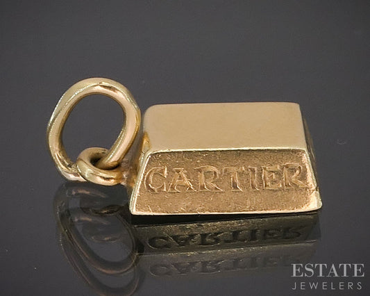 Vintage 18k Yellow Gold Cartier 1/8 Ounce Gold Ignot Pendant 4.0g i19111