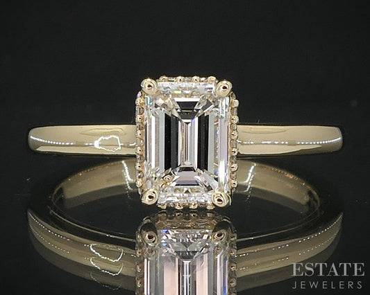 14k Yellow Gold GIA Emerald Natural 1.02ct Diamond Solitaire Ring 3.6g i19097