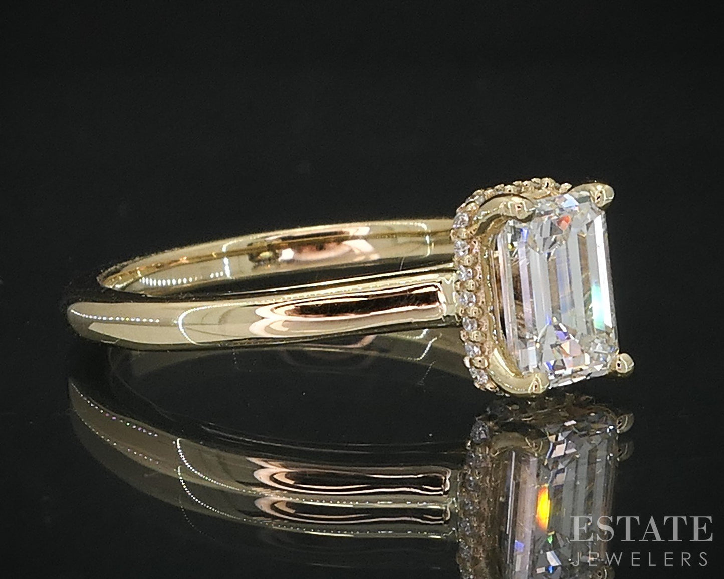 14k Yellow Gold GIA Emerald Natural 1.02ct Diamond Solitaire Ring 3.6g i19097