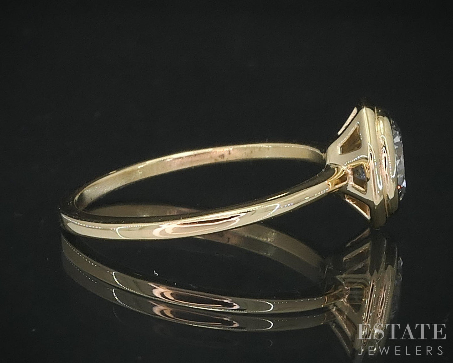 14k Yellow Gold Round Natural 1ct Diamond Solitaire Bezel Engagement Ring i19098