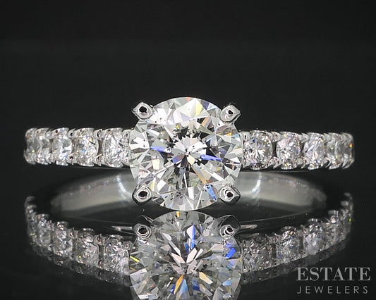 14k White Gold Round GIA Natural 1.71ctw Diamond Engagement Ring 3.9g i19102