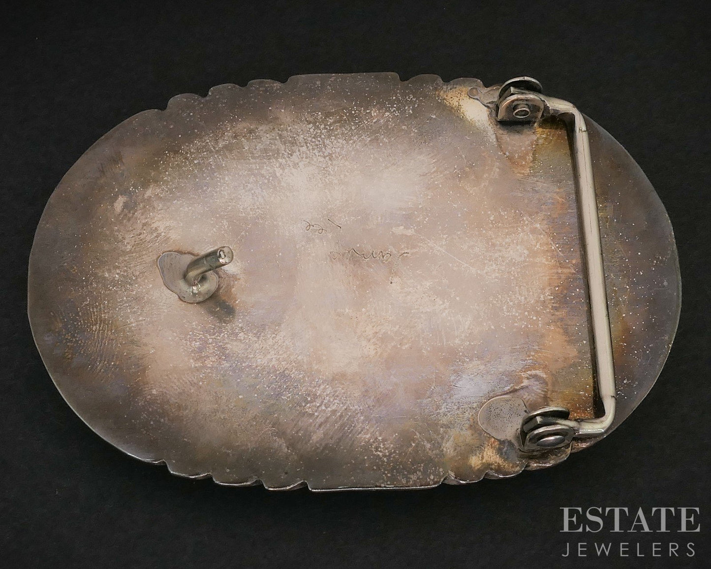 Vintage Sterling James Lee Morenci Turquoise Navajo Large Belt Buckle 90g i19138