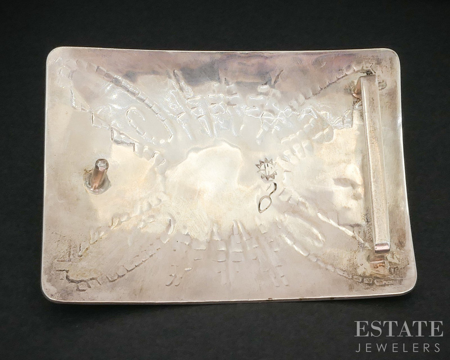 Vintage Sterling Norman Honie Jr. Turquoise Hopi Overlay Belt Buckle 80g i19142