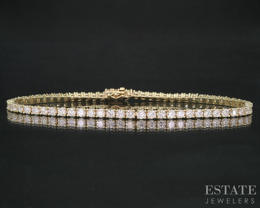 14k Yellow Gold Natural 3.04ctw Diamond Ladies Tennis Bracelet 6.9g 7"L i19131