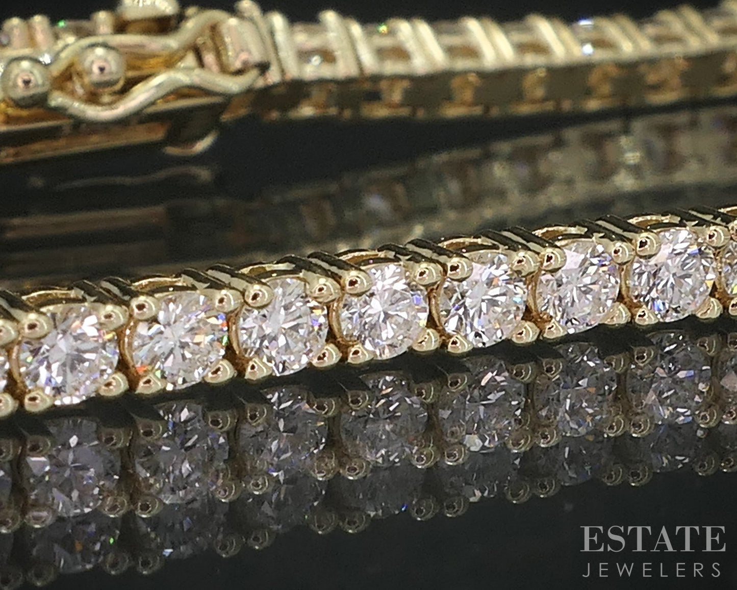 14k Yellow Gold Natural 3.04ctw Diamond Ladies Tennis Bracelet 6.9g 7"L i19131