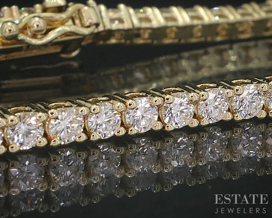 14k Yellow Gold Natural 3.04ctw Diamond Ladies Tennis Bracelet 6.9g 7"L i19131
