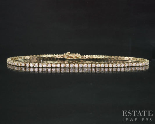 14k Yellow Gold Natural 1.50ctw Diamond Ladies Tennis Bracelet 6.1g 7"L i19132