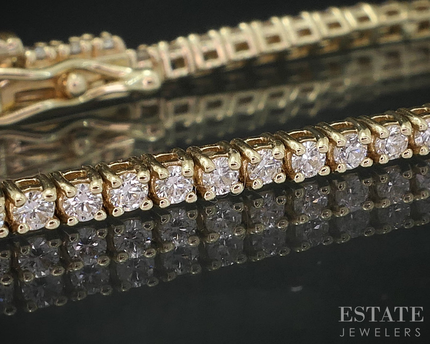 14k Yellow Gold Natural 1.50ctw Diamond Ladies Tennis Bracelet 6.1g 7"L i19132
