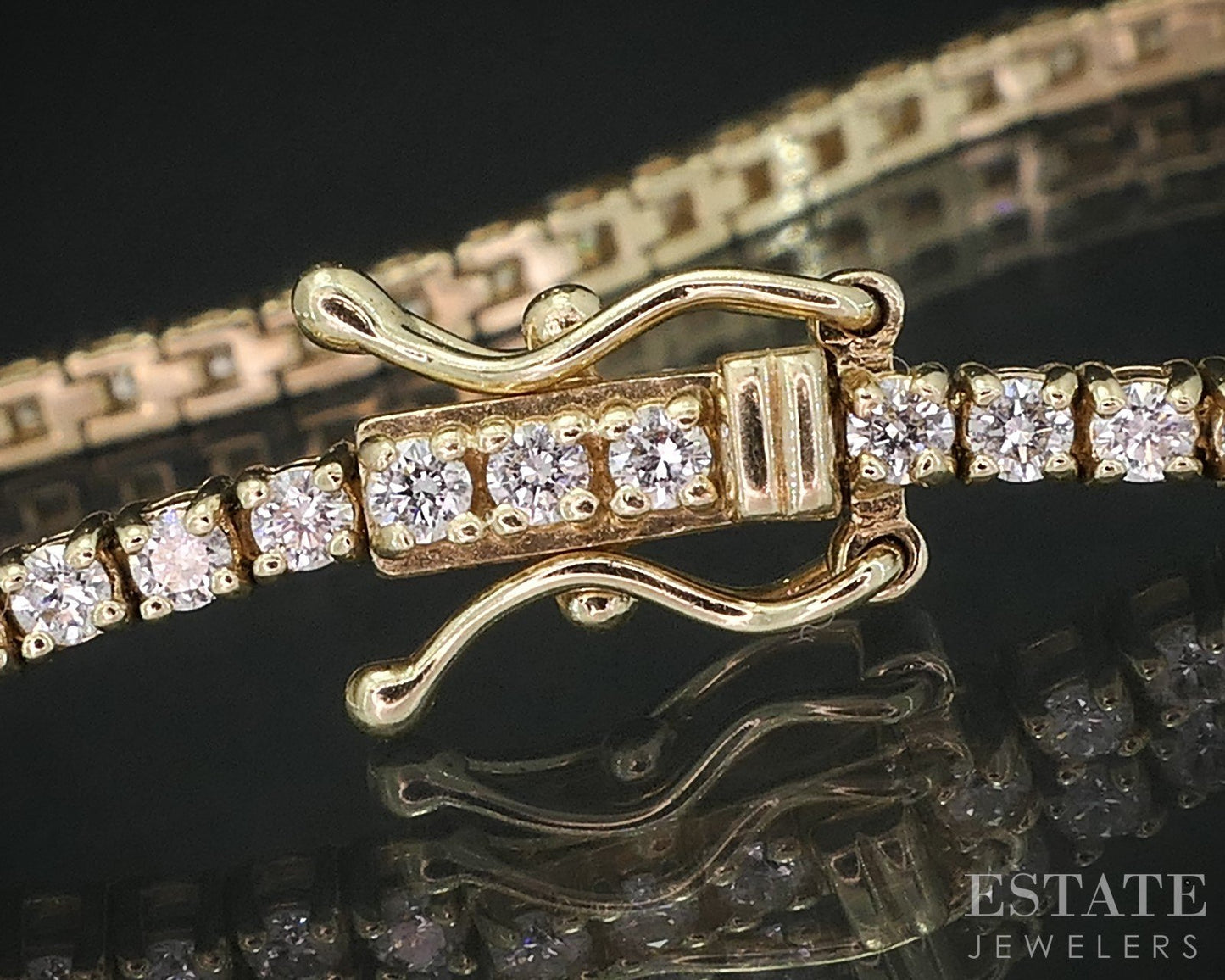 14k Yellow Gold Natural 1.50ctw Diamond Ladies Tennis Bracelet 6.1g 7"L i19132