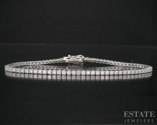 14k White Gold Natural 1.55ctw Diamond Ladies Tennis Bracelet 6.4g 7"L i19134