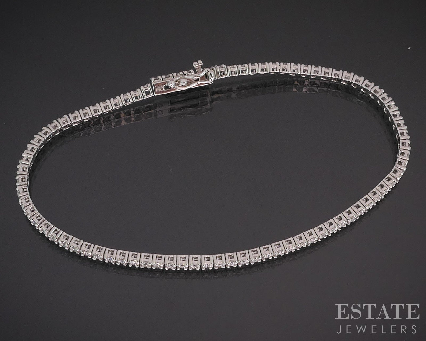 14k White Gold Natural 1.55ctw Diamond Ladies Tennis Bracelet 6.4g 7"L i19134
