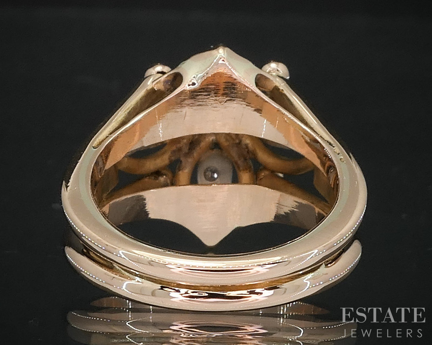 Retro 18k Gold & Platinum Single Cut .14ctw Diamond Cluster Ring 10.2g i19146