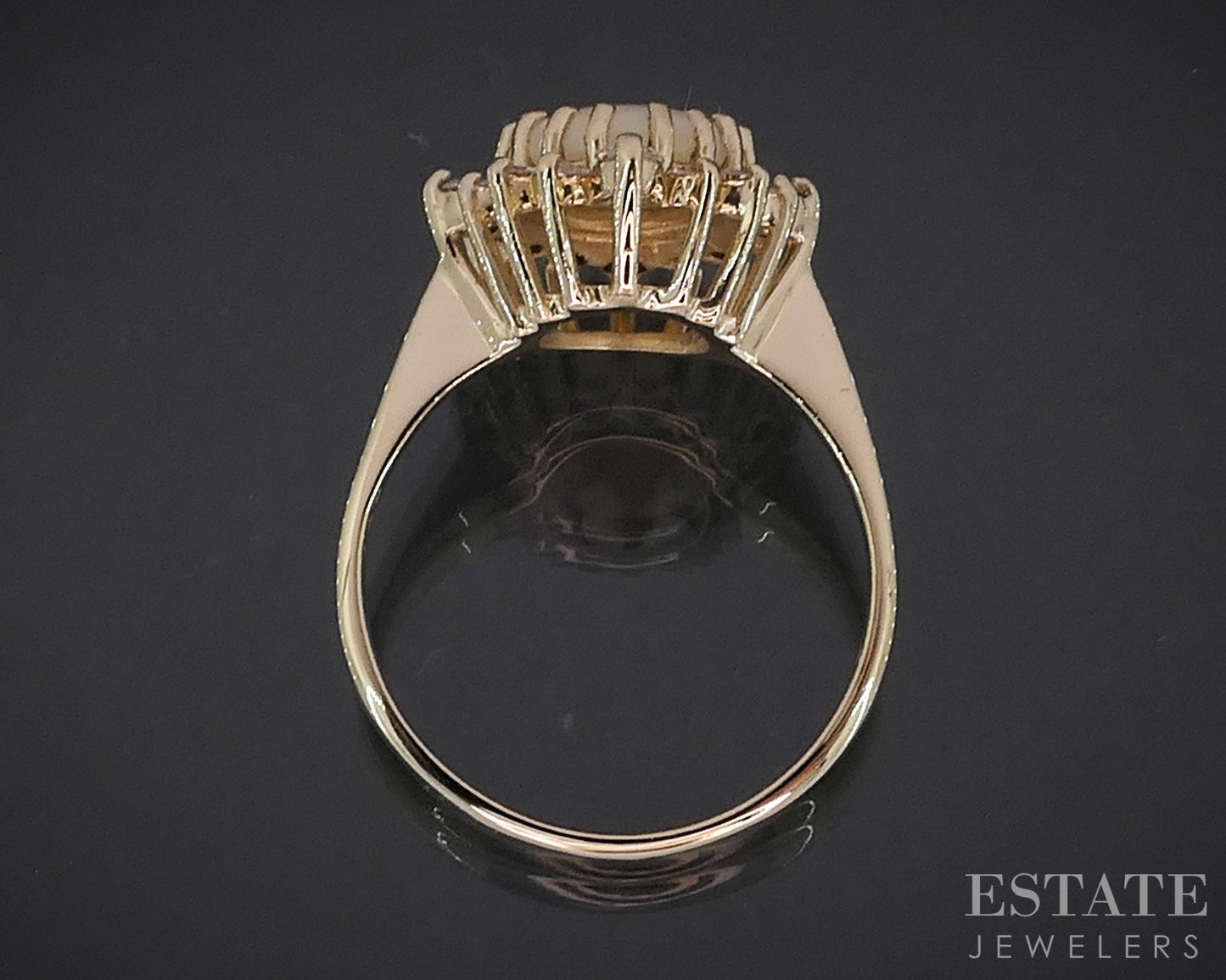 14k Yellow Gold Oval Natural Opal & Diamond Halo Ladies Ring 3.3g i19150