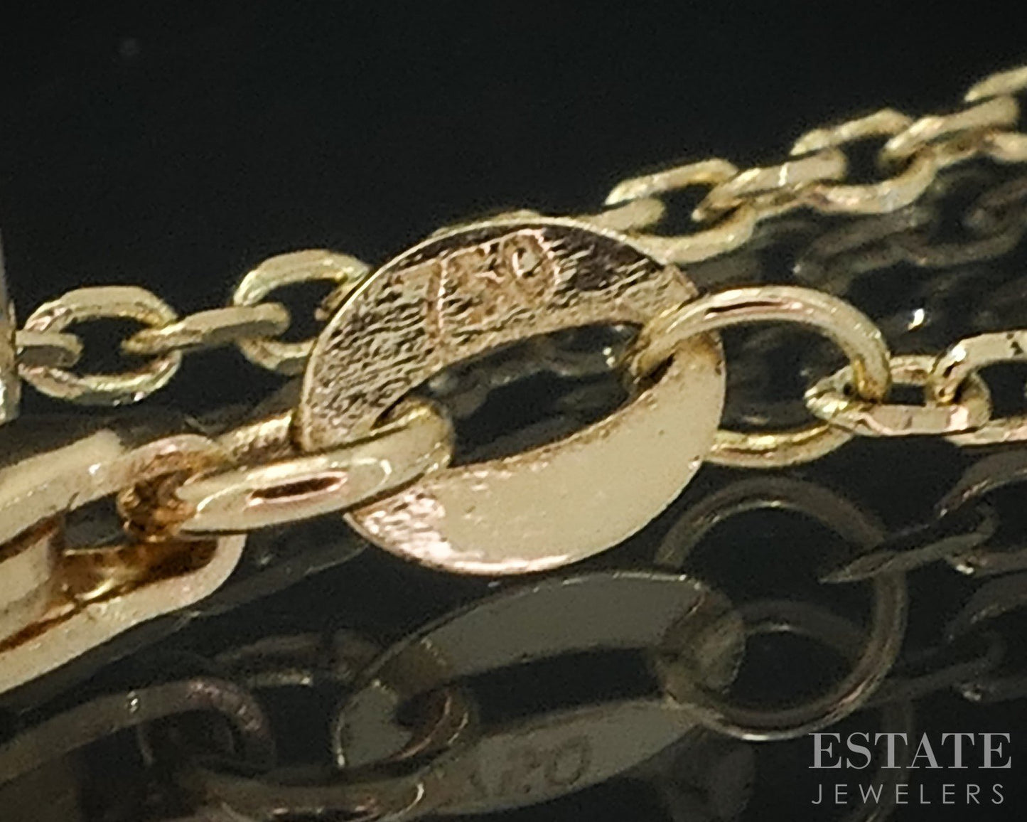 18k Yellow Gold Cable Chain Large Teardrop Ladies Necklace 5.3g 16.5"L i19162