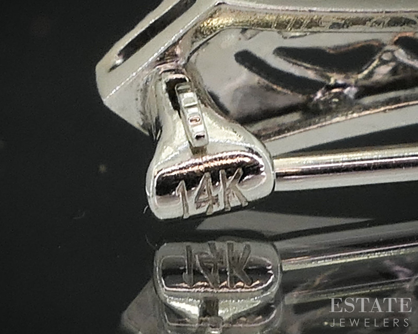 Antique 14k White Gold Sapphire & Diamond Filigree Bar Pin Brooch 3.4g i19154