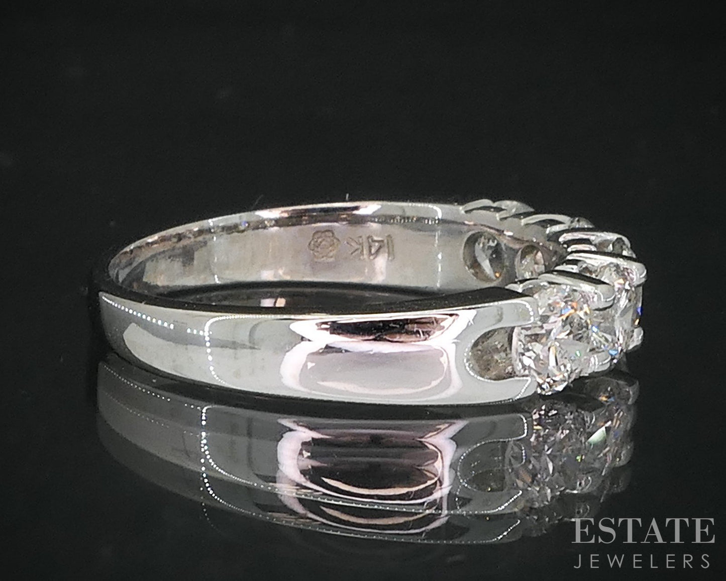 14k White Gold Natural 1.25ctw Diamond 5-Stone Ladies Wedding Band 4g i19157