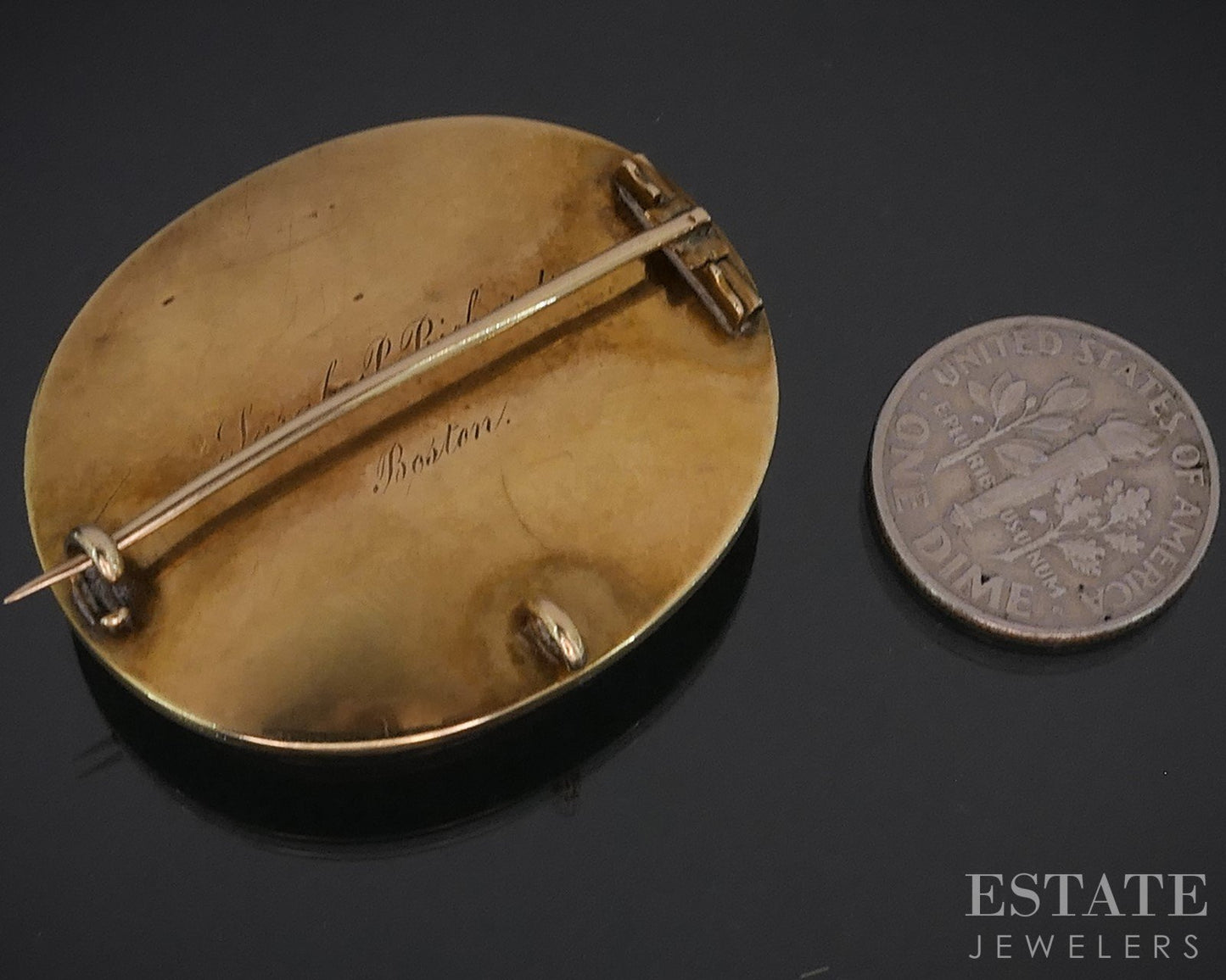 Antique Victorian 14k Yellow Gold Braided Hair Mourning Pin Pendant 15g i19181