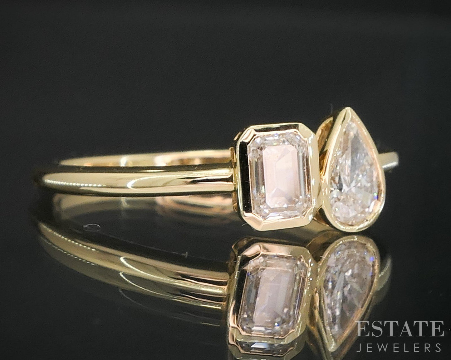 18k Yellow Gold Natural .51ctw Diamond You And Me Ladies Ring 1.9g i19184