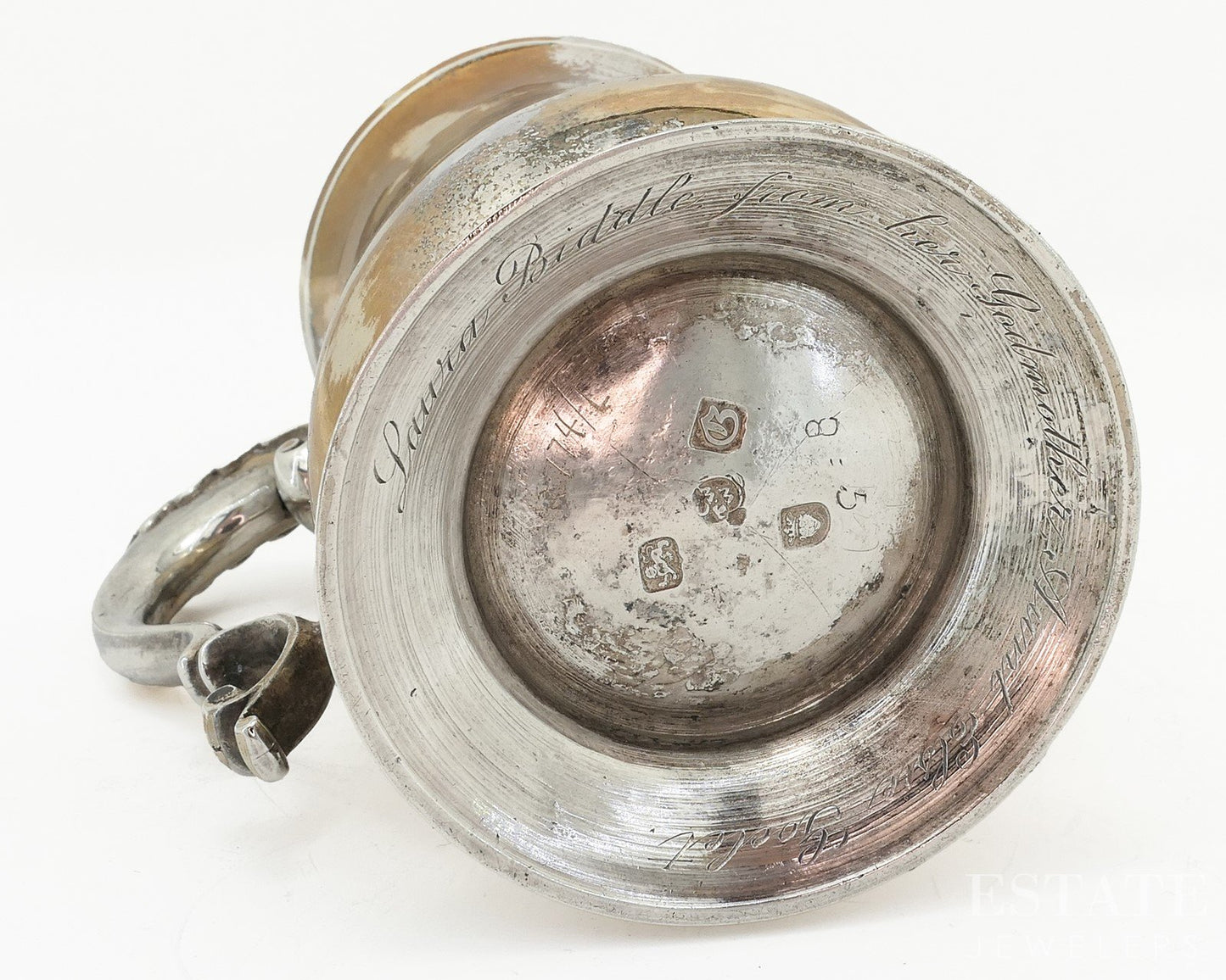 Sterling 1762 Charles Whipham & Charles Wright Handled 4" Cup 256g p18866