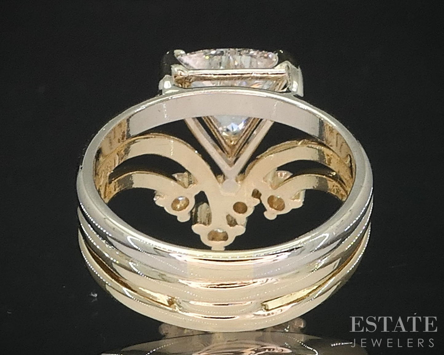14k Yellow & White Gold Trillion Natural 1.10ct Diamond Wedding Set 6.5g i19198