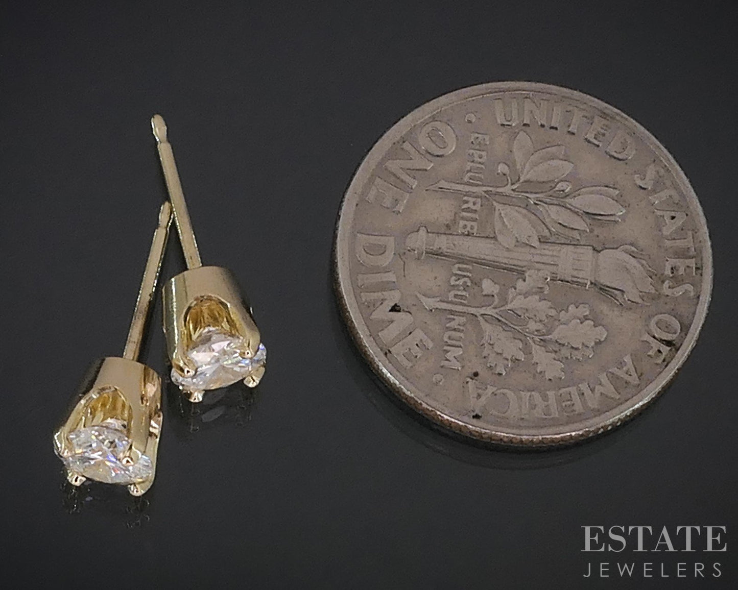 14k Yellow Gold Round Natural .62ctw Diamond Stud Earrings i19214