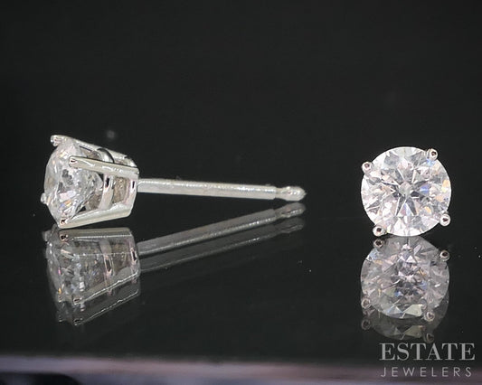 14k White Gold Round Natural .45ctw Diamond Stud Earrings i19213