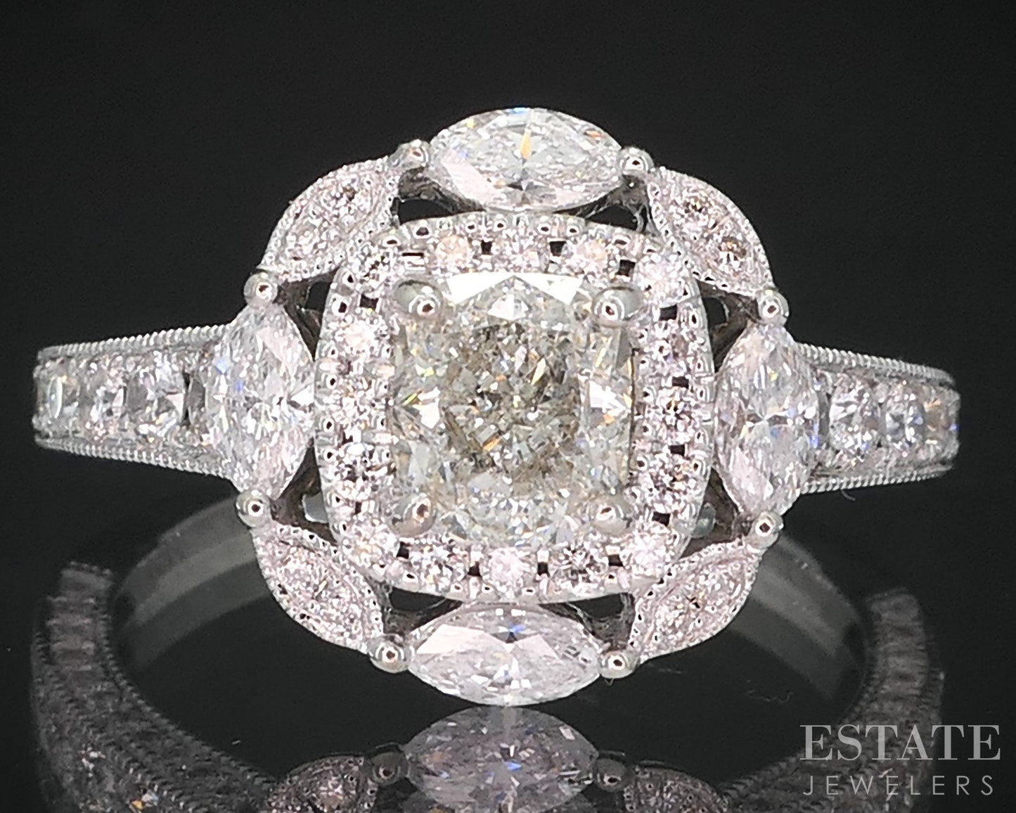 14k White Gold Natural 1.60ctw Diamond Neil Lane Halo Engagement Ring 4g i19194