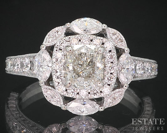 14k White Gold Natural 1.60ctw Diamond Neil Lane Halo Engagement Ring 4g i19194