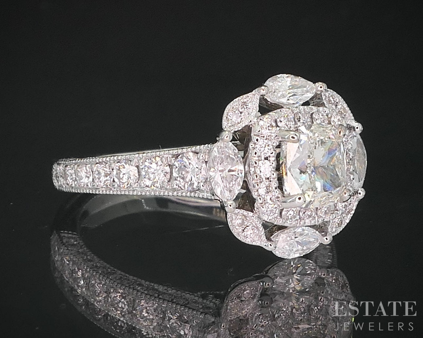 14k White Gold Natural 1.60ctw Diamond Neil Lane Halo Engagement Ring 4g i19194