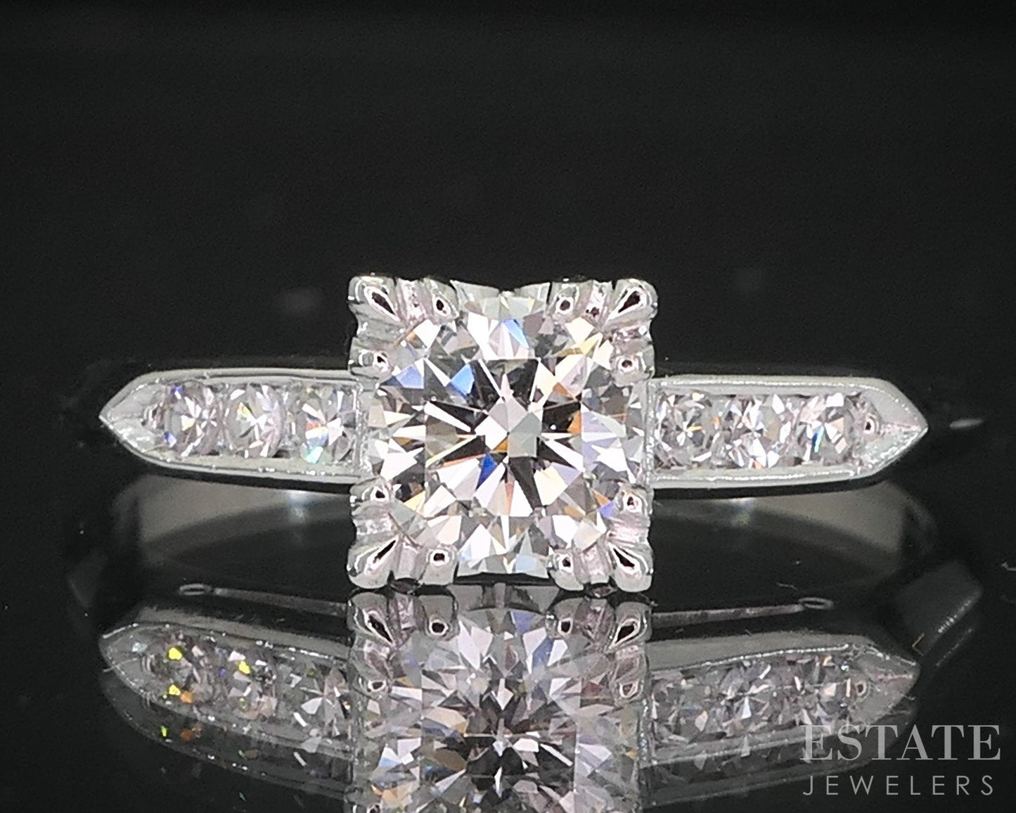 Antique Platinum Transitional Natural .53ctw Diamond Engagement Ring 4.1g i19196