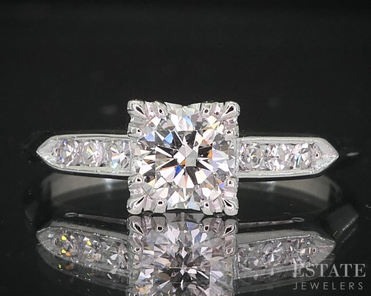 Antique Platinum Transitional Natural .53ctw Diamond Engagement Ring 4.1g i19196