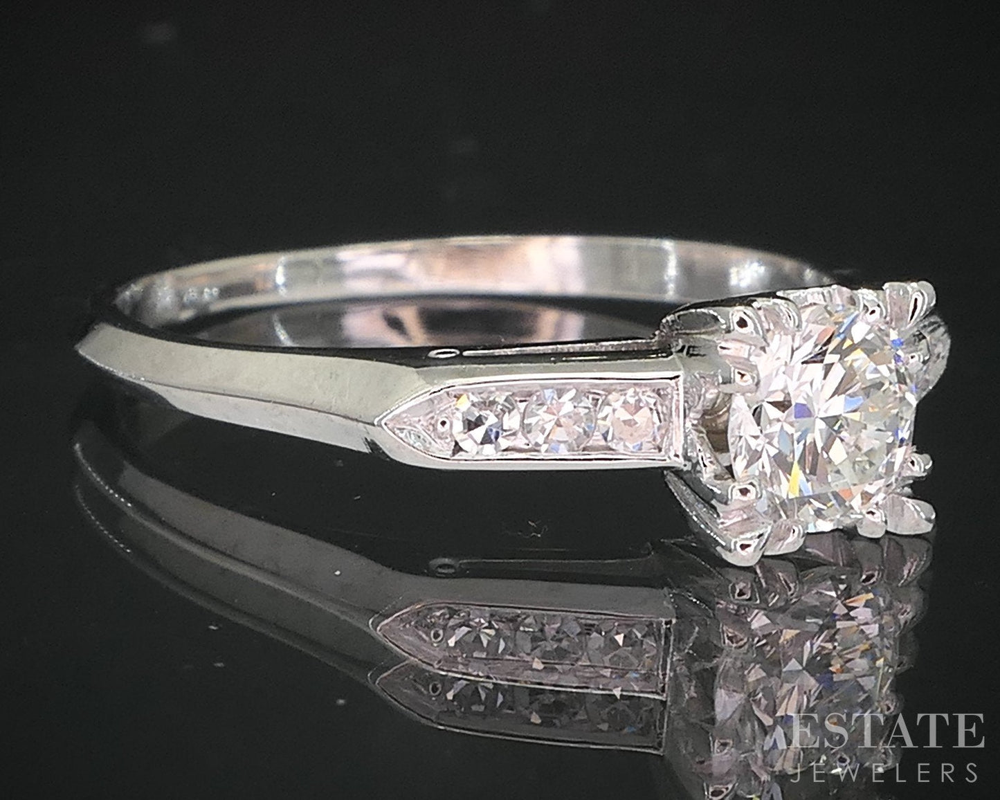 Antique Platinum Transitional Natural .53ctw Diamond Engagement Ring 4.1g i19196