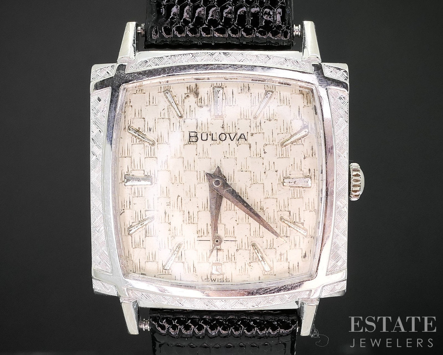 Vintage Bulova Gold Tone Cal. 11AF Basket Weave TV Dial Mens Watch i19233
