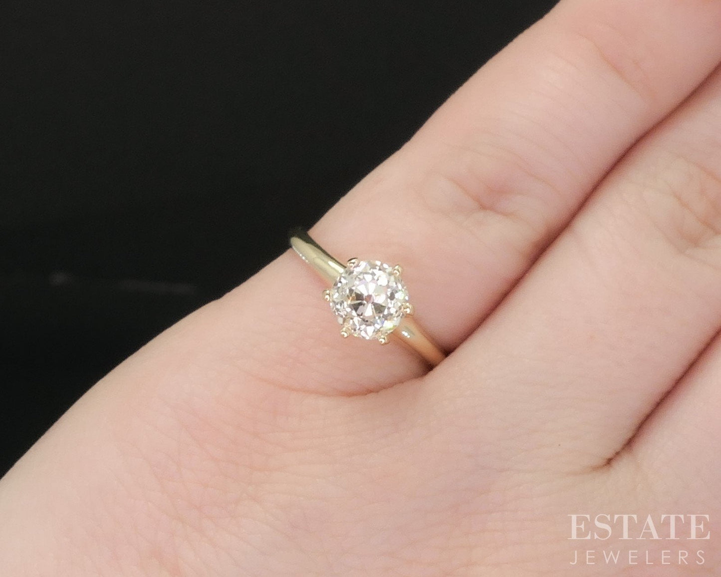 Antique 14k Yellow Gold European Natural 1.21ct Diamond Solitaire Ring i19238