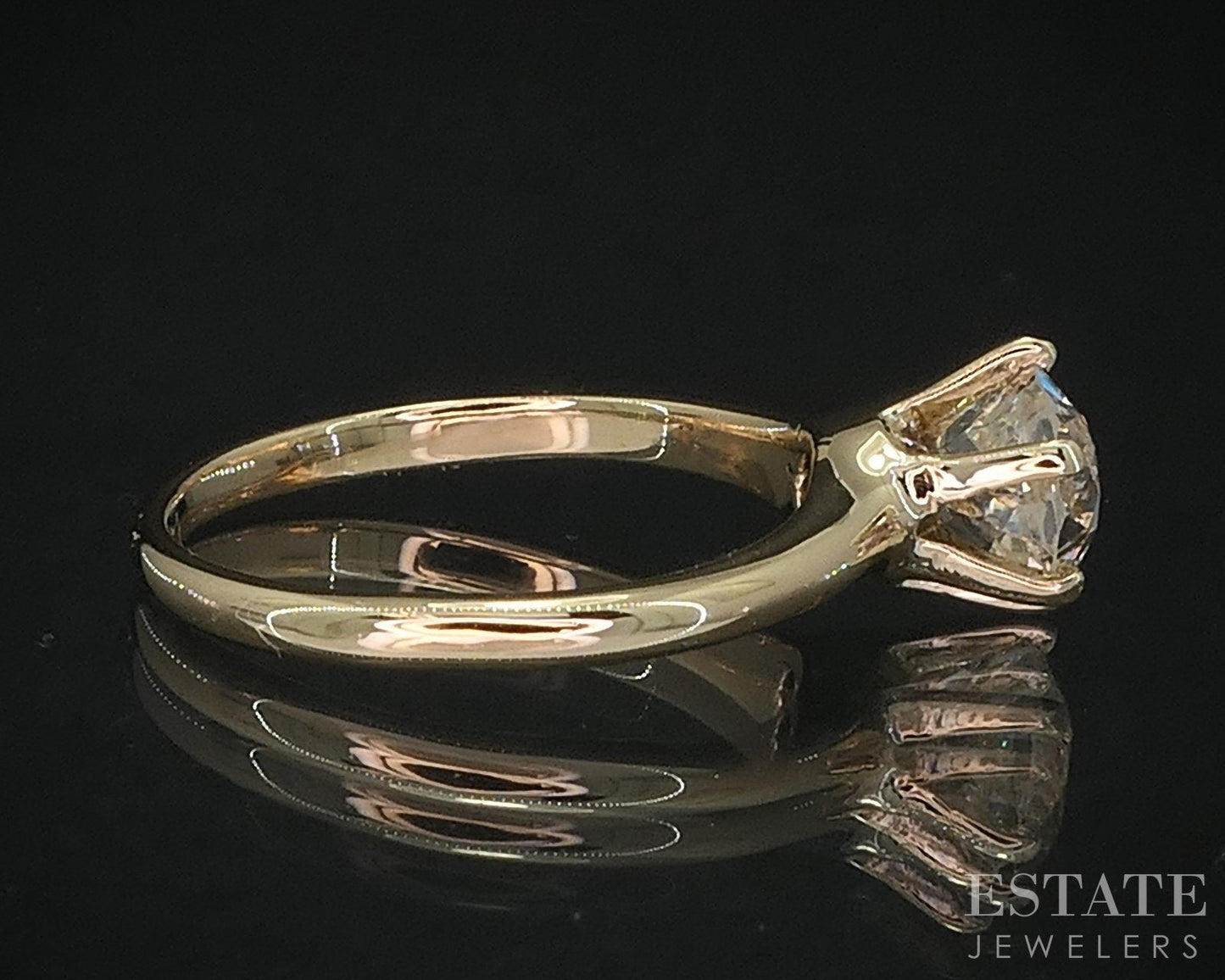 Antique 14k Yellow Gold European Natural 1.21ct Diamond Solitaire Ring i19238